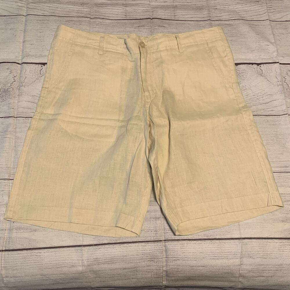 Island Importer Mens Size 38 Linen Maui Shorts Natural